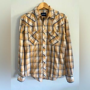 Mens Vintage Plaid Western Shirt Medium